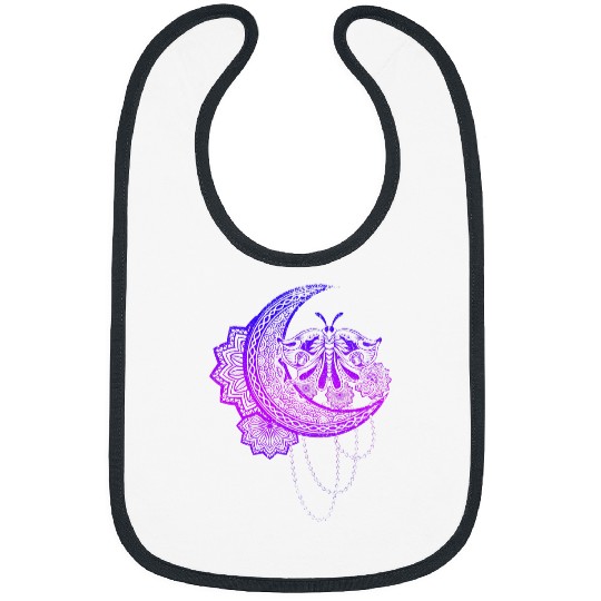 Moth Astrology Witchcraft Insect Pagan Occult Crescent Moon Bibs