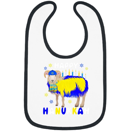 Sheep Lover Happy Hanukkah Menorah Sheep Wearing Jewish Hat Farmer Bibs