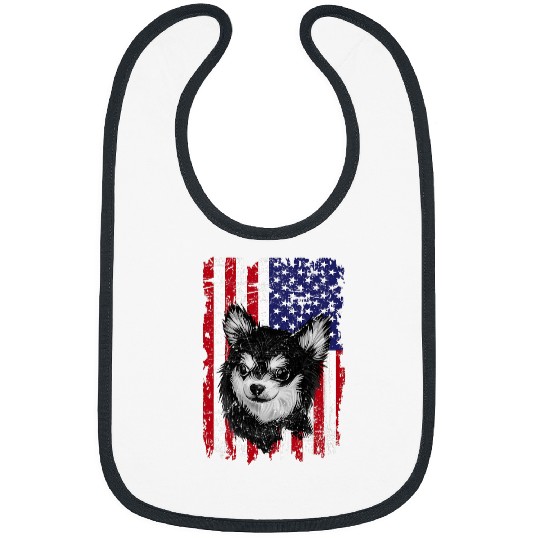 Dogs 365 Distress American flag Chihuahua Dog USA Bibs
