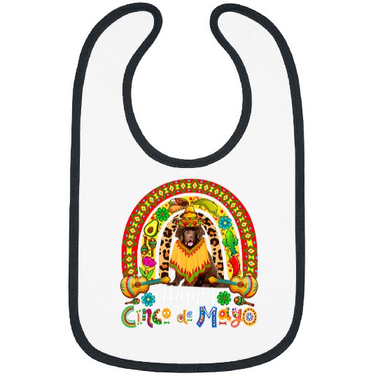 Happy Cinco De Mayo Mexican Newfoundland Sombrero Rainbow Bibs