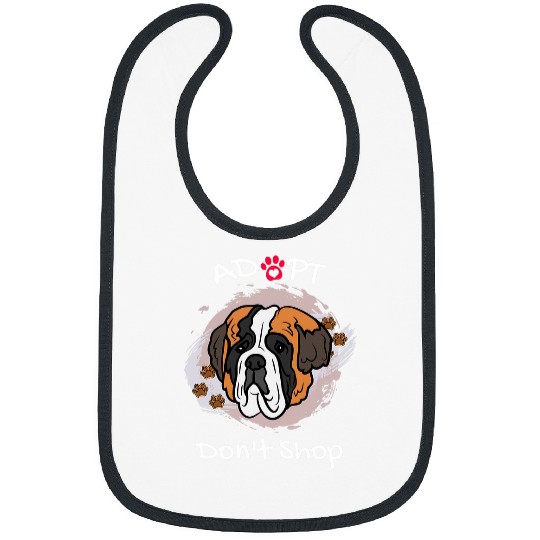 Cute Saint Bernard Dog Adopt Dont Shop Puppy Paws Art Bibs