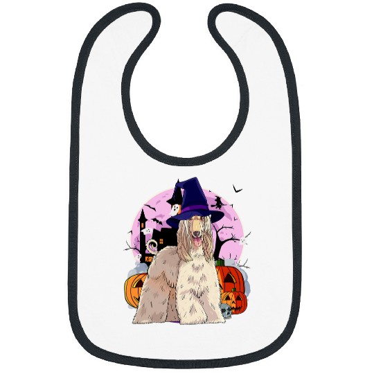 Cute Afghan Hound Halloween Witch Pumpkin Bibs