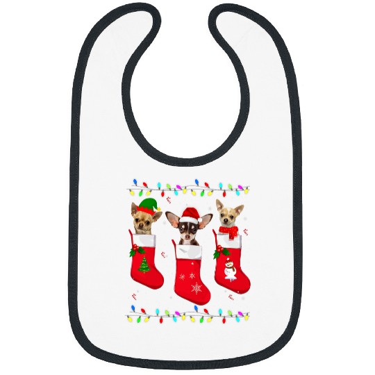 Chihuahua Christmas Lights Gift Funny xmass Dog Lover 3 Bibs