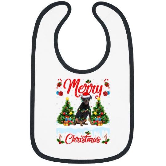 Dog Rottweiler Lights xmass Tree Santa Rottweiler Christmas Bibs