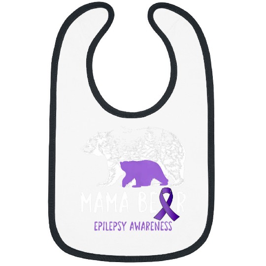 Mama Bear Purple Ribbon Warrior Supporters Epilepsy Month Bibs
