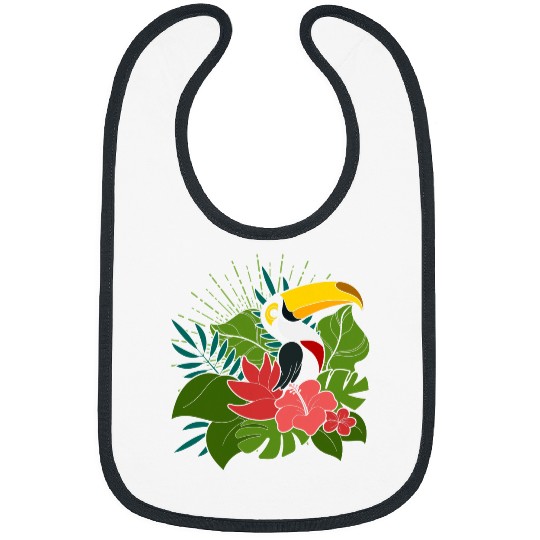 Tropical Flowers Zoo Animal Wildlife Bird Exotic Toucan Bibs