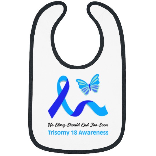 Trisomy 18 Awareness Butterfly Support Light Blue Ribbon 21 Bibs