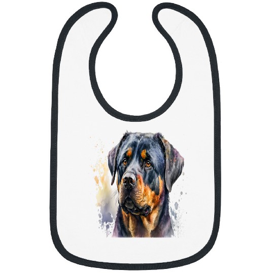 Dog Rottweiler Beautiful Watercolor Rottweiler Portrait Bibs