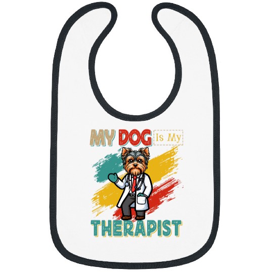 Dog Is Therapist Costume Yorkshire Terrier Lover Doctor Job Bibs