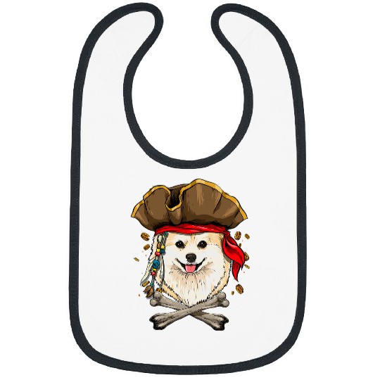 Dog Pomeranian Pirate Jolly Roger Flag Crossbones Dog Lover Bibs