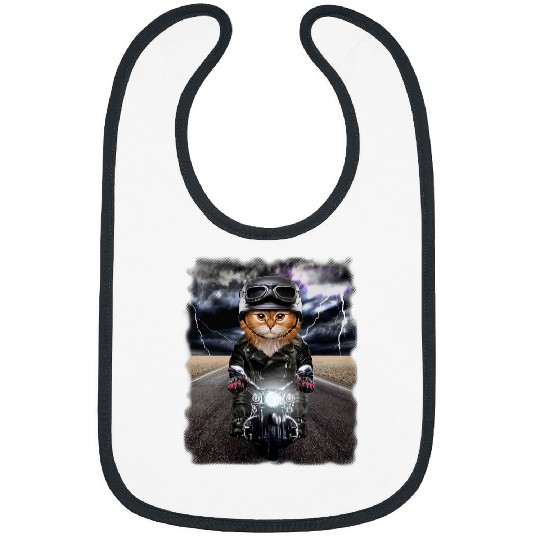 Fluffy Orange Cat on Motorcycle Cruise Down Highway 21 Bibs