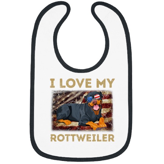 Dog Rottweiler I Love My Rottweiler Dad Mom American Flag Weiner Dog Bibs