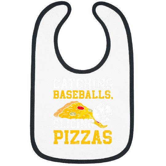 Pizza Baseball Player Baseball Lover Sport Italian Food 3 Bibs