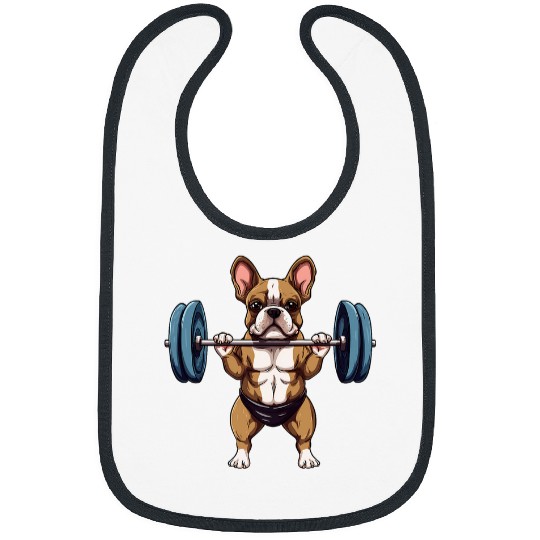 French Bulldog Weightlifting Funny Deadlift Men Fitness Gym 1 Bibs