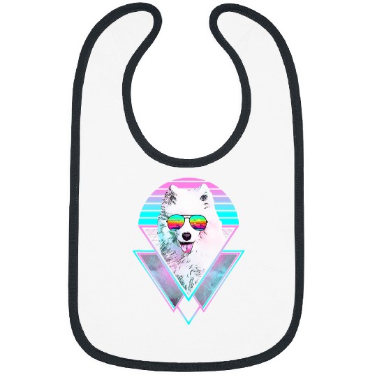Dog Samoyed vintages Retro Vaporwave Beach Vibe Bibs
