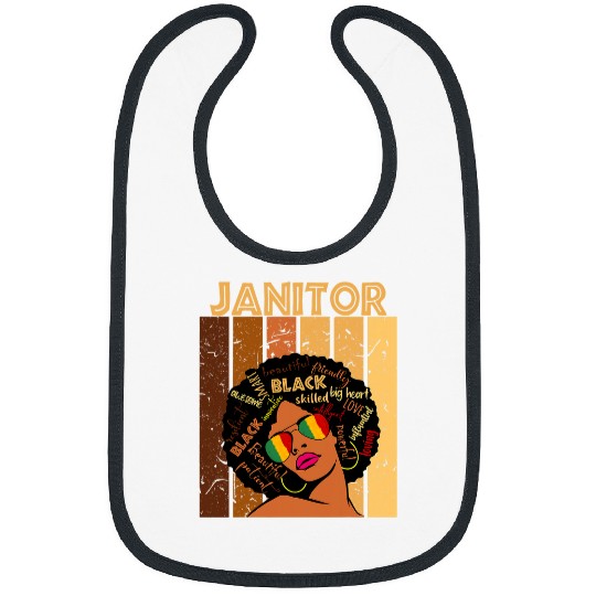 Janitor Afro African American Women Black History Month Bibs