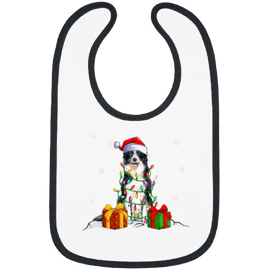 border collie santa christmas tree lights xmass pajama dogs Bibs