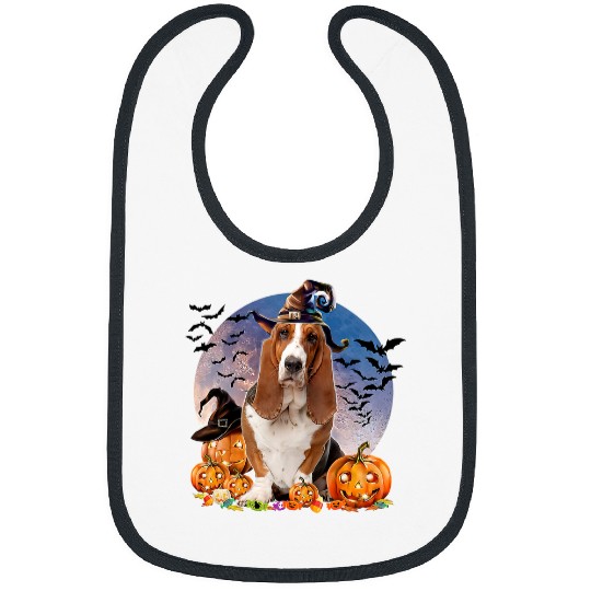 Dog Basset Hound Halloween Basset Hound Jack O Lantern Pumpkin Moon 51 Bibs