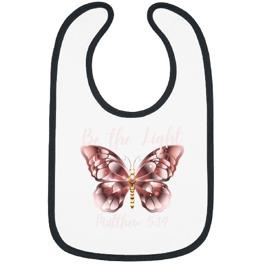 Mens Be The Light 2Matthew 514 Biblical Christian Butterfly Tee Bibs