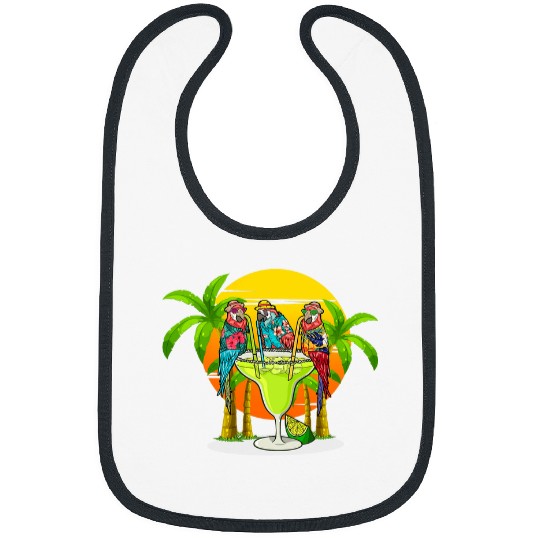 Parrots Drinking Margarita Hawaiian Summer Vacation Birds Bibs