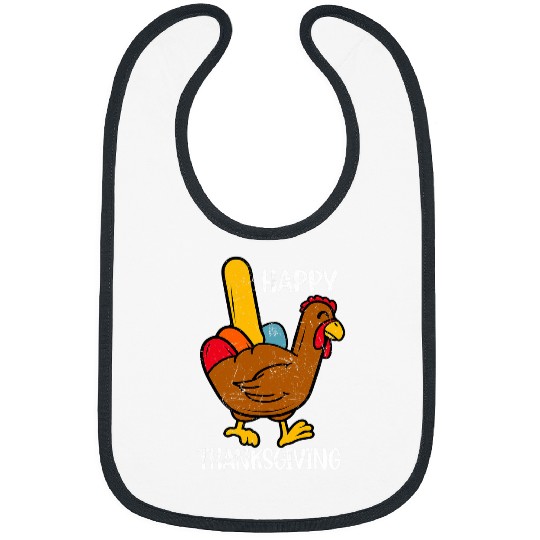 Retro Happy Thanksgiving Funny Turkey Fall Autumn Women Men Bibs