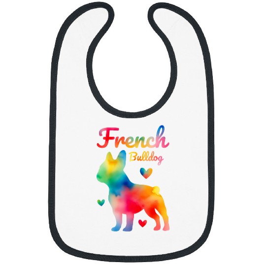 French Bulldog Watercolor Colorful Rainbow Dog Bibs