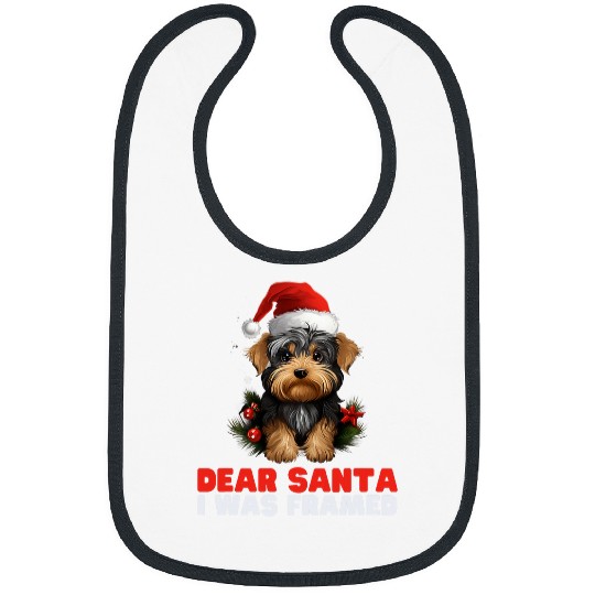 Dear Santa I Was Framed Funny Yorkshire Terrier Christmas Bibs