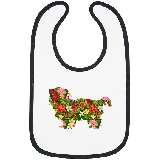 Cute Silhouette Of Shih Tzu Dog Hawaiian Floral Summer Vibes Bibs