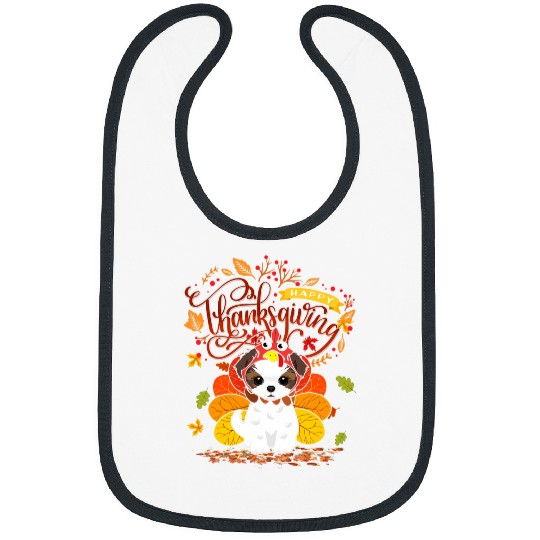 Turkey Shih Tzu Dog Costume Thanksgiving Autumn Lover Bibs