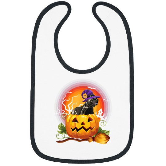 Bully Witch Pumpkin HalloweenDog Lover Costume Gifts 89 Pitbull Dog Bibs