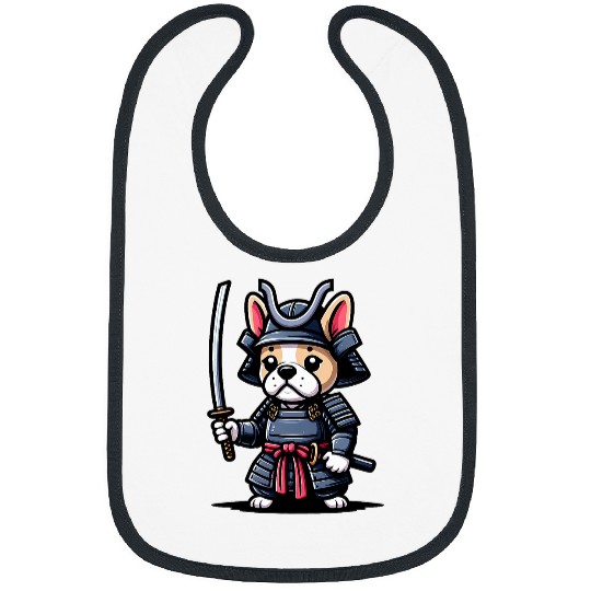 Cream French Bulldog Samurai Funny Dog Japan Bibs