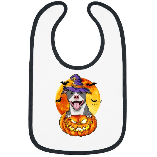 Bully Terrier Witch Pumpkin Halloween Dog Lover Funny 39 Pitbull Dog Bibs