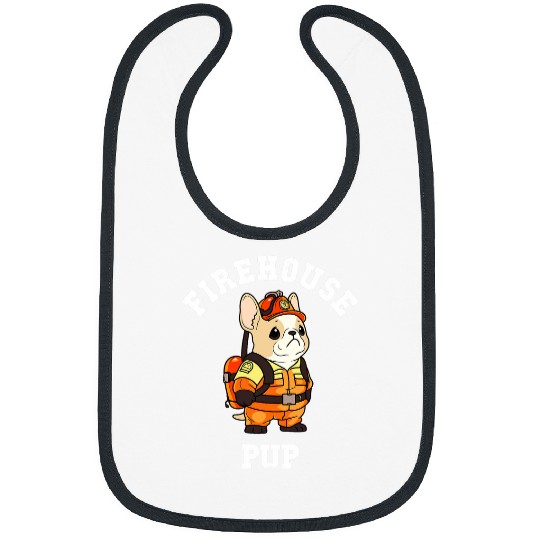 Cream French Bulldog Firehouse Pup Funny Dog Firefighter Bibs
