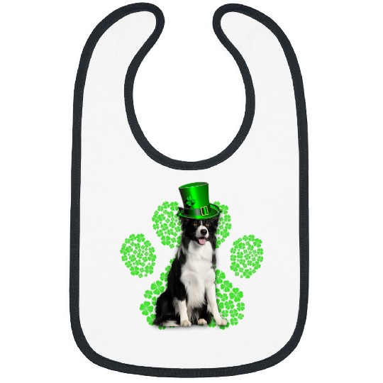 Border Collie Shamrock Paw Clovers St Patricks Day Bibs