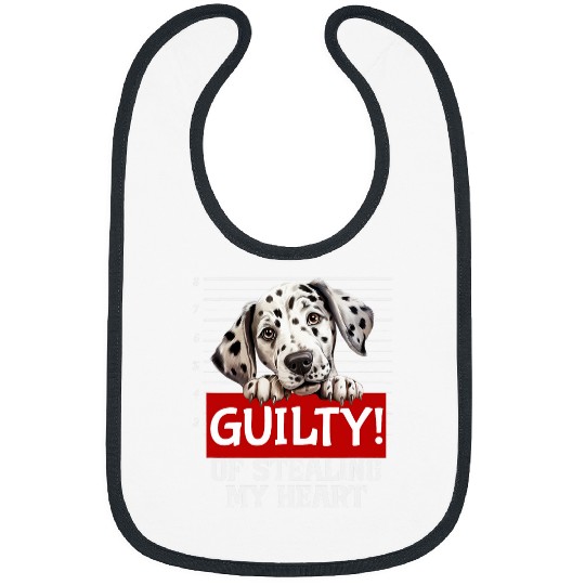 Funny Dalmatian Dog Breed Guilty Mugshot Fur Baby Pet Friend Bibs