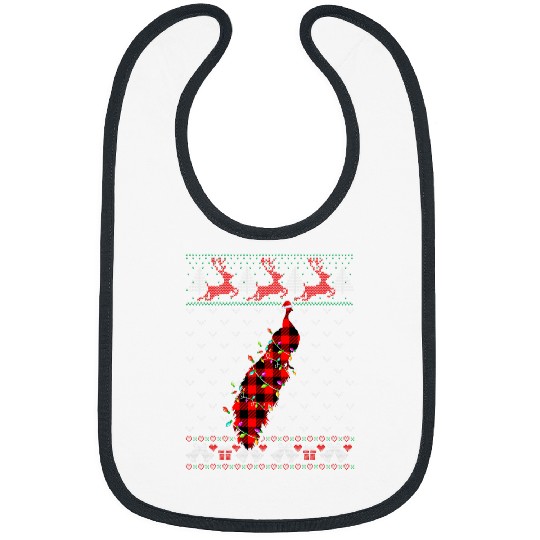 Ugly Christmas Santa Peacock Animals Buffalo Red Plaid Bibs