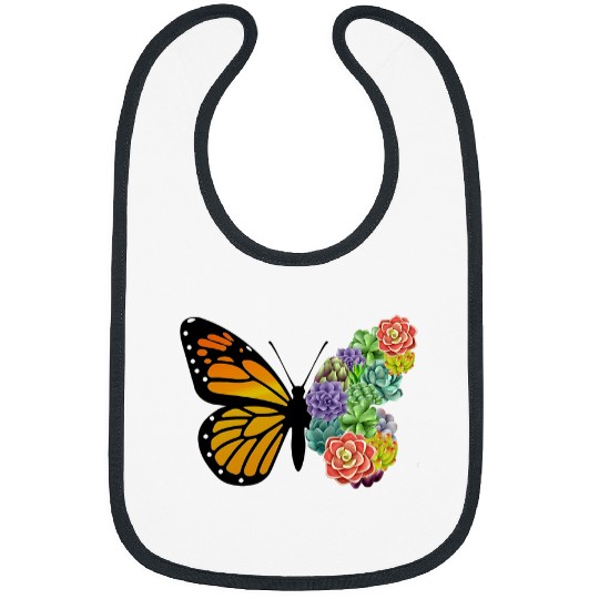 vintages Monarch Butterfly With Floral Watercolor Succulent 21 Bibs
