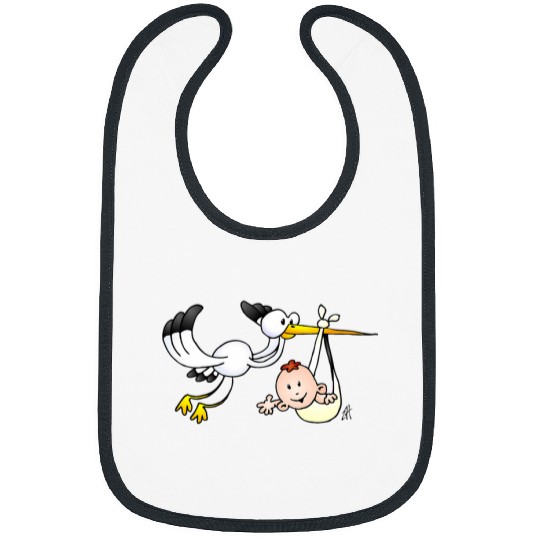 Waving baby delivered by stork Bibs