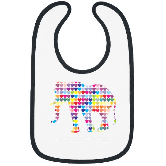 Love And Protect Elephants Colorful Hearts Bibs