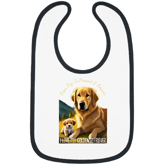 I Love My Golden Retriever Dog Bibs