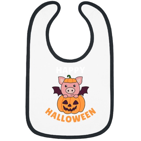 Pig Happy Halloween Pumpkin Bat Pigs Halloween 21 Bibs