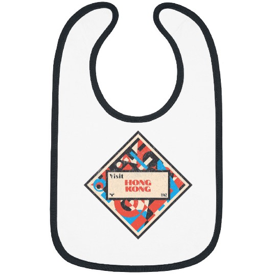 Hong Kong Art Deco Suitcase Label Bibs