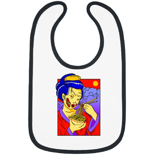 Japan Zombie Geisha with Noodles Anime vintages Horror Bibs