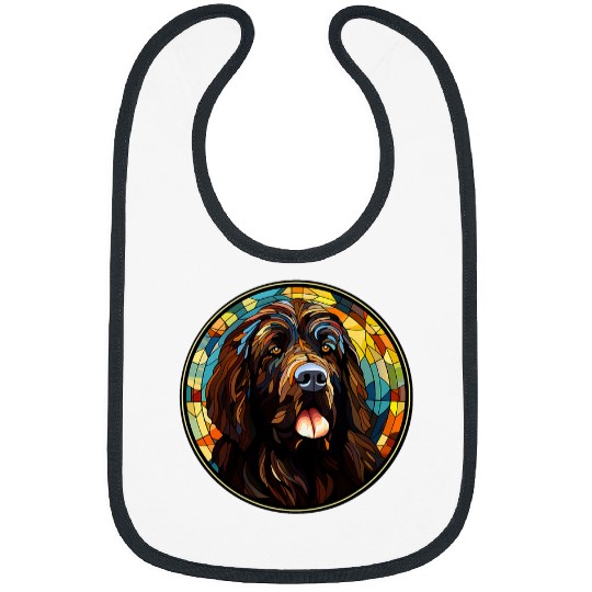 Newfoundland Dog Stained Glass Leadlight Artistic Design Bibs