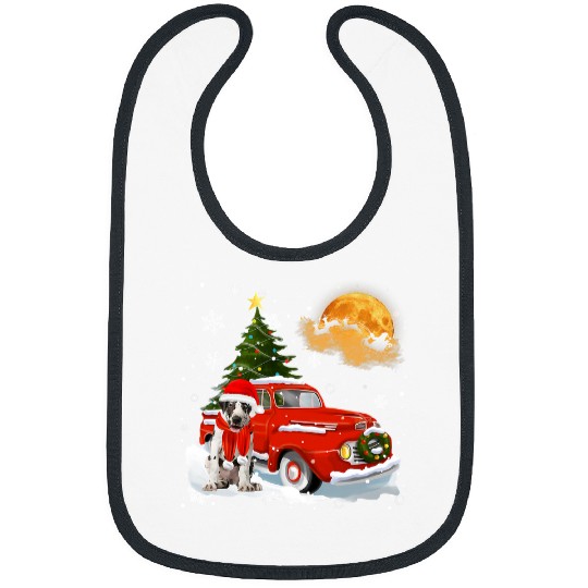 Dog Great Dane vintages Wagon Red Truck Christmas Tree Pajamas125 Bibs