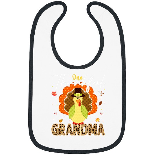 One Thankful Grandma Gobble Turkey Fall Autumn Thanksgiving Bibs