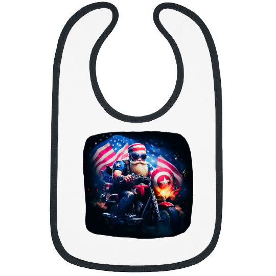 Discover Patriotic Motorcycle Rider T Gnome on a USA Flag Cruise T Bibs