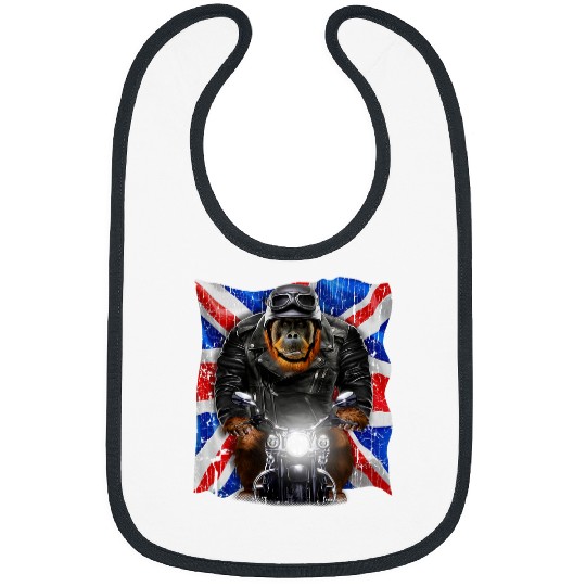 Discover Patriot Orangutan on Motorcycle with Flag of United Kingdom Bibs
