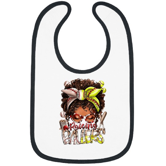 Raising ballers Afro Mom of both Softball Baseball Messy Bun Bibs