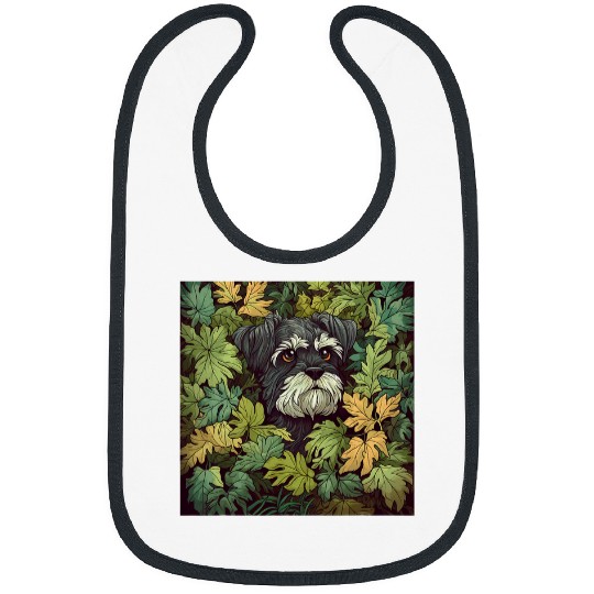 Miniature Schnauzer Dog Mom Dad Plant Lover Hiding in Leaves Bibs